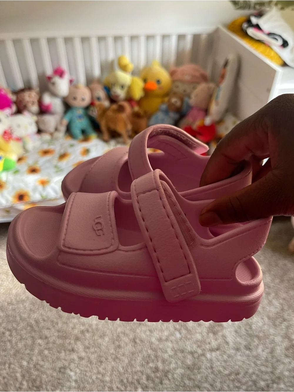 UGG Kids Pink Hook-and-Loop Sandals